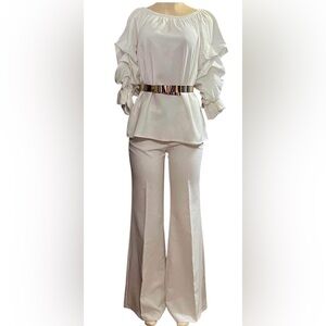 Te amo.  White Wide Leg High-Waisted Pants